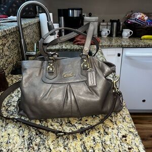EUC Authentic Coach Ashley Metallic Bronze Leather Handbag 11X16
